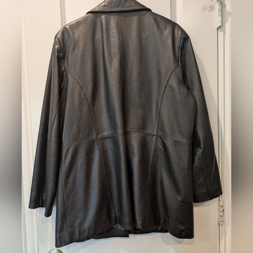 Wilsons Leather Pelle Studio Black Genuine Leather Jacket Button Front XL - Picture 2 of 11